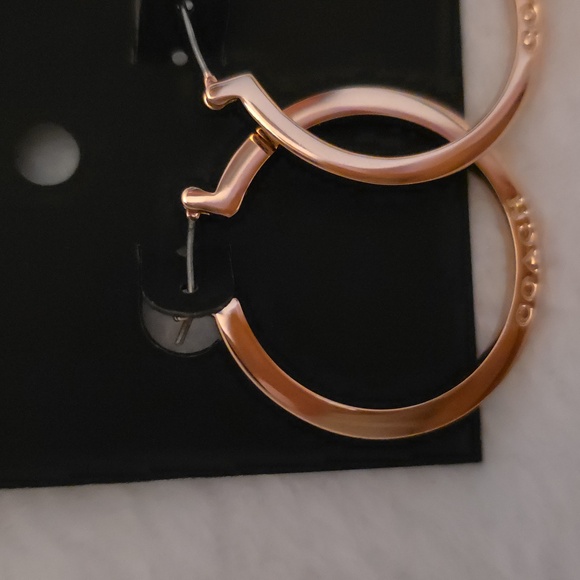 NWT Coach Rose Gold Hoop Earrings - Picture 2 of 3